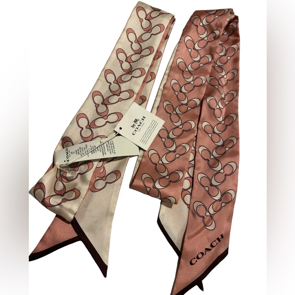 NWT set of two silk scarfs authentic coach.